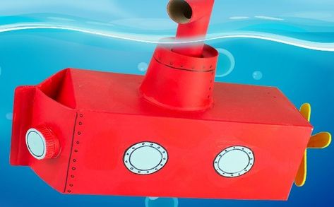 10 Snazzy Submarine Crafts for Kids 9 Homemade Submarine, Submarine Craft, Cow Backpack, Cow Crafts, Milk Carton Crafts, Bus Crafts, Cardboard Crafts Kids, Frozen Crafts, Transportation Crafts