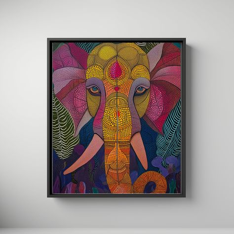 Indian Folklore Art, Gopuram Painting, Indian Mythology Art, Gond Art Paintings, Indian Digital Art, Elephant Painting Canvas, Indian Contemporary Art, Gond Art, Modern Indian Art