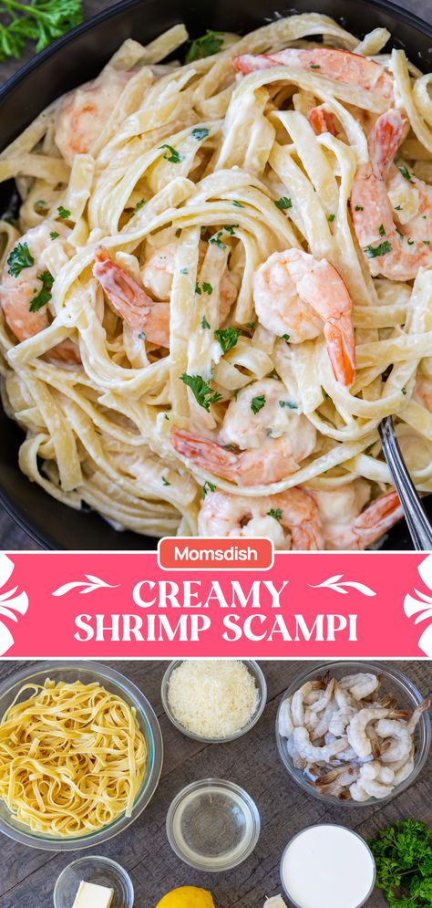 Easy Shrimp Scampi No Wine, Seafood Scampi Recipe, Shrimp Scampi Sauce, Classic Shrimp Scampi, Shrimp Scampi Pasta Recipes, Creamy Shrimp Scampi, Easy Shrimp Scampi Recipe, Scampi Sauce, White Wine Recipes