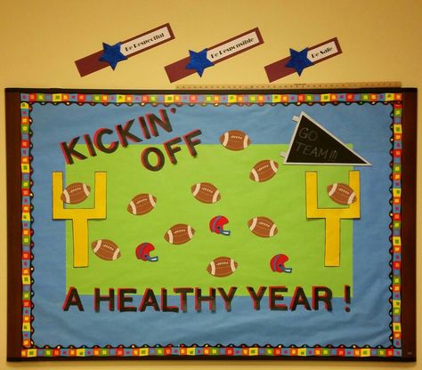 Fall Clinic Bulletin Boards, Healthy Living Bulletin Board Ideas, Welcome Back To School Nurse Bulletin Boards, School Nurse Bulletin Board Ideas Elementary, School Nurse Bulletin Board High School, Health Teacher Classroom Decorations, Pediatric Bulletin Board Ideas, Fall School Nurse Bulletin Board Ideas, Health Room Bulletin Boards