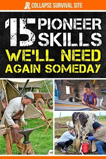 When society collapses, people are going to need basic pioneer skills again. Here are 15 pioneer skills to start learning now. Pioneer Lifestyle, Pioneer Skills, Homesteading Tips, Bushcraft Shelter, Pioneer Life, Emergency Prepardness, Soap Homemade, Going Off The Grid, Survival Books