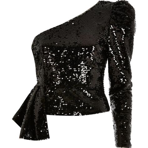 Evening Tops, Black Eyeliner, Sequin Top, Black Nails, Black Sequins, Festival Fashion, Old And New, River Island, Order Now