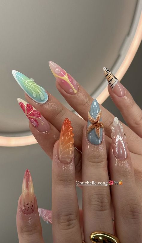 Creative Acrylic Nail Designs, Nail Art Designs Aesthetic, Nailtech Aesthetic, Summery Nails, Girly Acrylic Nails, Classy Acrylic Nails, Pink Acrylic Nails, Fire Nails, Funky Nails