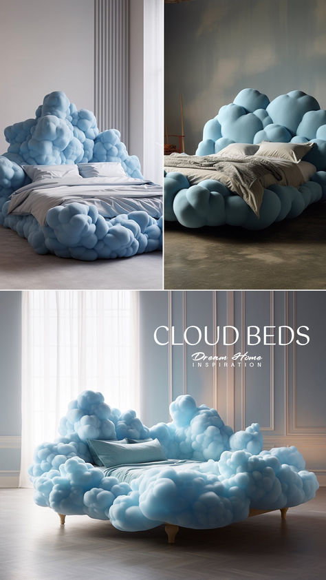 Imagine sinking into a bed that feels as fluffy and soft as a cloud. It’s a dream come true for many restless sleepers, and that’s where the cloud-shaped bed comes in. This whimsical and innovative furniture piece is gaining popularity for more than just its unique design. In this blog post, we’ll explore the top six reasons why owning a cloud-shaped bed can transform your sleep experience and add a touch of enchantment to your bedroom. Soft Bed Headboard, Soft Aesthetic Decor, Unusual Beds Unique, Cloud Interior Design, Unusual Bedroom Ideas, Weird Shaped Bedroom, Cloud Bedroom Ideas, Cloud Bed Aesthetic, Cloud Lights Bedroom