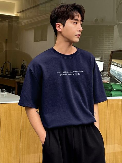 korean style t-shirt latest design with simple writen Drop Shoulder Tshirt, Gym Tank Tops Men, Shirt Outfit Men, Mood Clothes, Aesthetic Outfits Men, Slogan Shirts, Drop Shoulder Tee, Mens Graphic T, Embroidered Hoodie