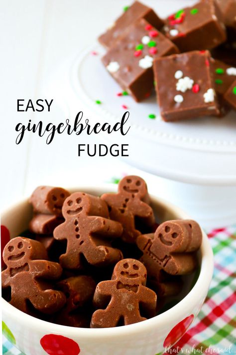 A Quick Fudge Recipe that uses gingerbread silicone molds to make cute shaped fudge! Quick Fudge Recipe, Quick Fudge, Easy Xmas Dessert, Christmas Fudge Recipes Easy, Silicone Molds Recipes, Christmas Candy Molds, Gingerbread Fudge, Gingerbread Cottage, Xmas Desserts