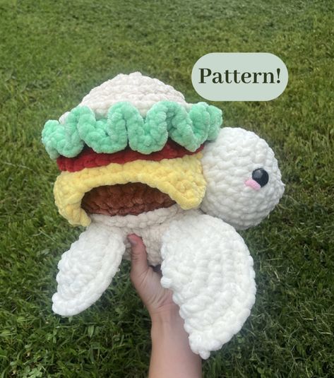 Crochet Burger Turtle, Easy Crochet Patterns Free Beginners, Flower Pillow Pattern, Free Crochet Doily Patterns, Easy Crochet Animals, Crochet Patterns Free Beginner, Fall Crochet Patterns, Turtle Pattern, Crochet Turtle