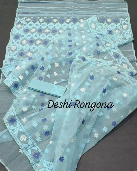 ❤️ Blouse Stitching option available ($25 Extra) Contact us on (518) 424-5187 for more information about this Saree Original Dhakai Jamdani saree, Sky Blue Color with Matching Thread, white and blue work Border and Body 👉84 count , Halfsilk 👉Fall piko Tassle done 👉Free Shipping in USA Note: This price is not available for Remaking Order. Visit our website www.deshirongona.com for hassle free Shopping Experience #deshirongona #exclusivejamdanisaree #jamdaniusa #skybluejamdani #dhakaij... Dhakai Jamdani Saree, Blouse Stitching, Sky Blue Color, Jamdani Saree, Free Shopping, Sky Blue, Blue Sky, Not Available, Stitching