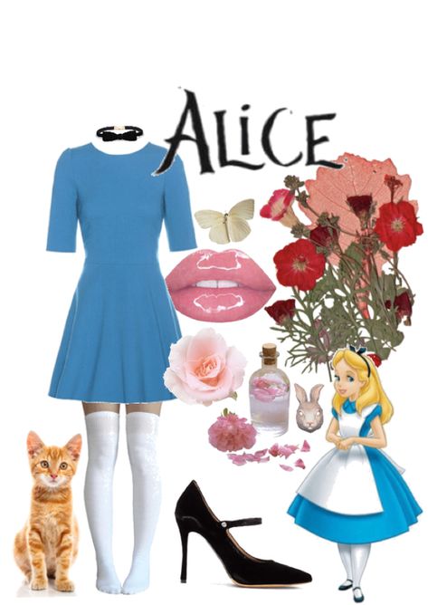 disney ladies; alice DIY Costume Alice Outfit, Disney Costumes For Women, Disney Costumes Diy, Alice In Wonderland Outfit, Disney Character Outfits, Disney Bound Outfits Casual, Disney Characters Costumes, Alice Costume, Disney Princess Costumes