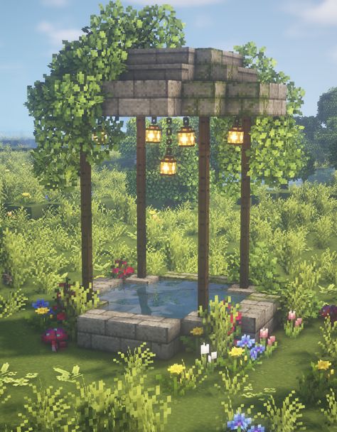 Click through to see my YouTube tutorial for this build with all the block info and mod details! 🍄🌿✨ #minecraft #minecraftfairy #fairy #fae #faerie #fairytail #fairytale #magic #magical #cottagecore #minecraftcottagecore #minecraftfairytale #gazebo #minecraftfairytail Fairytale Minecraft, Magical Cottagecore, Aesthetic Minecraft Builds, Minecraft Garden, Rumah Minecraft Sederhana, Minecraft Interior Design, Minecraft House Plans, Bangunan Minecraft, Minecraft Farm