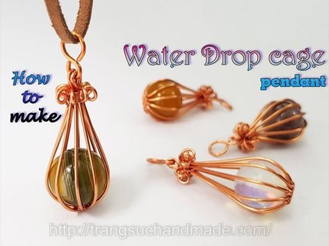 How To Make Water, Wire Wrapped Jewelry Diy, Wire Jewelry Making, Wire Wrapped Jewelry Tutorials, Bijoux Fil Aluminium, Pendant Tutorial, Wire Jewelry Tutorial, Wire Jewelry Designs, Wire Wrapping Stones