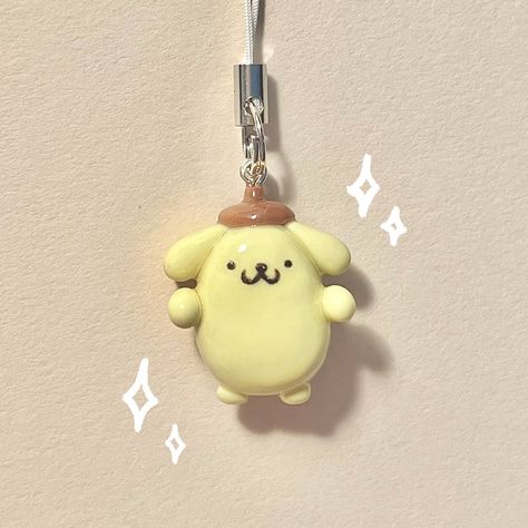 Greetings from Pompompurin!🥞 ૮ ・ﻌ・ა . . . . . . . . . . . #clay #polymerclay #keychain #phonecharm #clayart #claycreations #clayartist #claysculpture #clayfigure #claycharm #polymerclayartist #polymerclaycreations #smallbusiness #smallartist #polymerclayartist #explore #clayjewelry #claycharm #claykeychain #clayphonecharm #smallbusinessowner #sanrio #pompompurin #hellokitty #hellokittyandfriends #pompompurincafe Pompompurin Polymer Clay, Sanrio Clay Keychain, Mini Clay Keychains, Clay Crafts Sanrio, Clay Pompompurin, Uncomfy Co Clay Art, Pompompurin Crafts, Diy Clay Keychain Ideas, Keychains With Clay