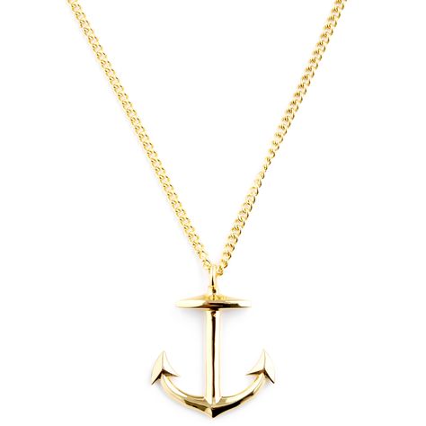 Golden Anchor Necklace Pirate Style, Men's Necklaces, Pirate Fashion, Gold Effect, Anchor Pendant, Anchor Necklace, Curb Chain Necklace, Universal Gift, Jewelry For Men