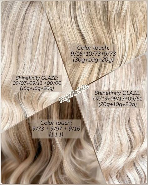 Wella Blonde Toner Formula, Wella Ash Blonde, Wella Formulas Blondes, Wella Blonde Toner, Wella Shinefinity Formulas, Blonde Tones Chart, Wella Colour Touch, Wella Formulas, Wella Shinefinity