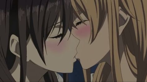 Mei + Yuzu first "real" kiss | Citrus Citrus Yuri, Citrus Manga, First Animation, Yuri Manga, Lesbian Art, Yuri Anime, Love Is, Anime Girlxgirl, Anime Kiss