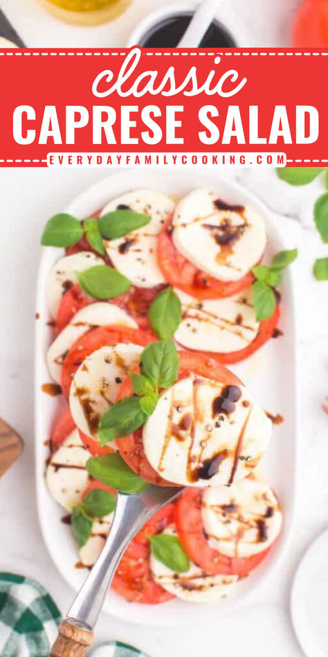 Looking for easy-to-make salad recipes this summer? This Classic Capresse Salad Recipe will satisfy your cravings! With just balsamic glaze, oil, tomato, and mozarella, you can make this tomato caprese salad in just 15 minutes. Try this recipe now and see it for yourself! Best Caprese Salad, Tomato Caprese Salad, Tomato Caprese, Quick Family Dinners, Caprese Salad Recipe, Tomatoes Mozzarella, Easy Summer Dinners, July Recipes, Easy Recipes For Beginners