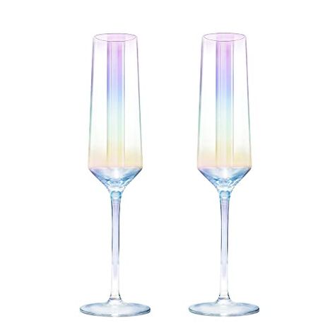 Cheers Champagne, Wedding Champagne Glasses, Crystal Champagne Flutes, Champagne Flute Set, Champagne Flute Glasses, Vintage Champagne, Crystal Champagne, Rainbow Glass, Flute Glass