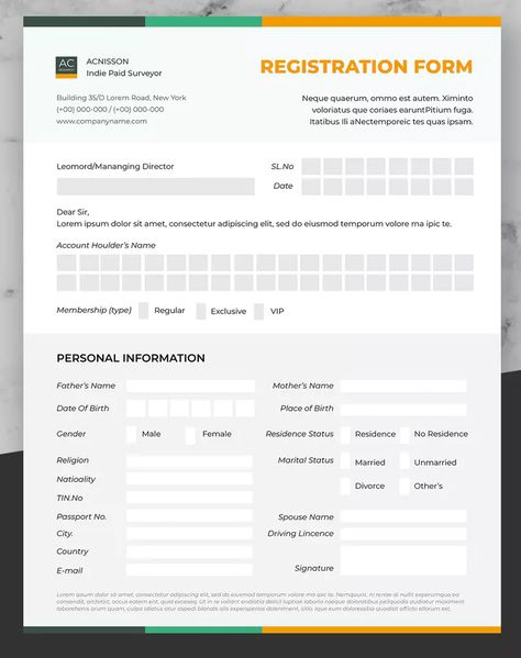 Clean Registration Form Template InDesign INDD - US Letter Size. Download Application Form Design, Registration Form Design, Preschool Lesson Plan Template, Instagram Feed Tips, Design Document, Business Cards Design, Job Application Form, Invoice Design, Movies To Watch Online