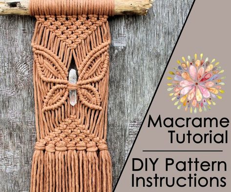 Diy Macrame Wall Hanging, Hanging Butterfly, Tutorial Macramé, Makramee Diy, Macrame Owl, Macrame Wall Hanging Patterns, Hanging Flower Wall, Wall Hanging Diy, Macrame Patterns Tutorials