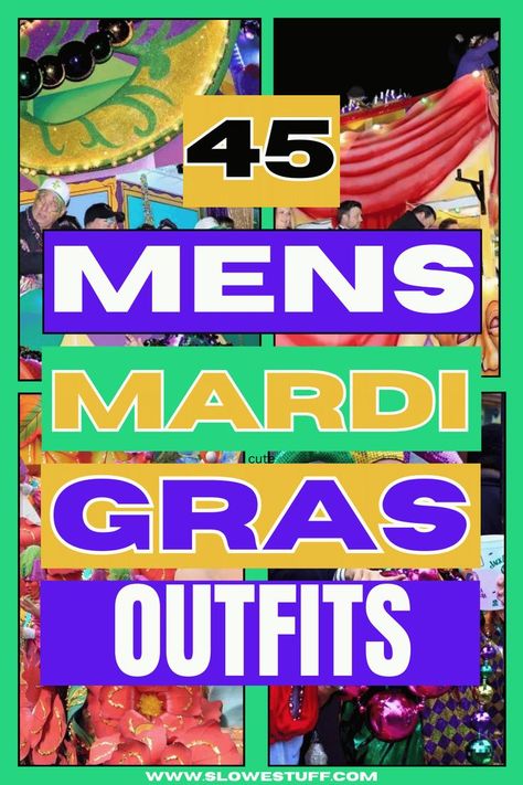 Images of men, mardi gras and new orleans with heading 45 Mardi Gras outfit ideas for men and website www.slowestuff.com listed Mardigrass Ideas Outfit Party, Mardi Gras Party Outfit, Mardi Gras Outfit Ideas, Mardi Gras Outfits For Women, Mardi Gras Attire, Mardi Gras Makeup, Mardi Gras Centerpieces, Mardi Gras Outfits, New Orleans Mardi Gras