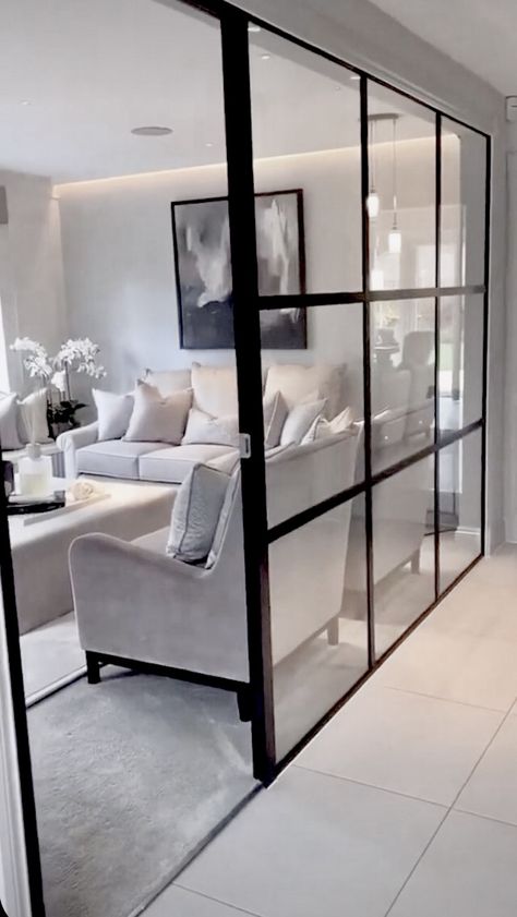 Nordic Living Room, Living Room Partition, Nordic Living, Decor Home Living Room, Villa Design, Luxury Decor, Glass Doors, My New Room, Dream Home Design