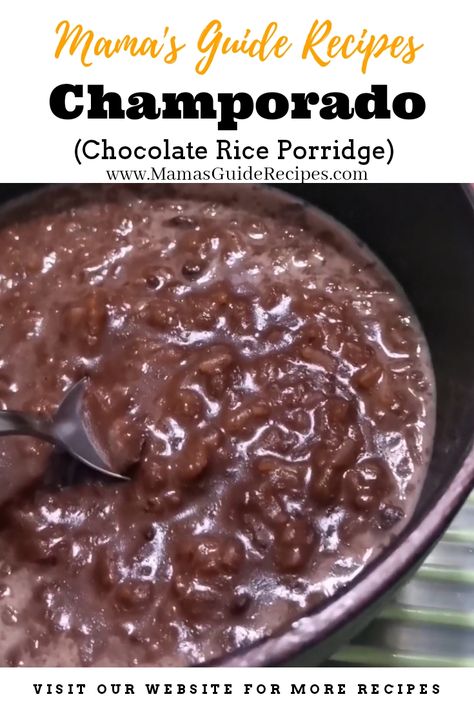 Chamorro Chocolate Rice, Chamorro Food Recipes, Filipino Champorado Recipe, Champorado Filipino Recipe, Chamorro Desserts, Champorado Filipino, Champorado Recipe, Pata Recipe, Pinoy Merienda