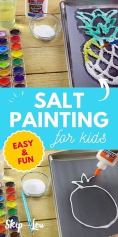 Salt Painting For Kids, Babysitting Crafts, Salt Painting, Homeschool Crafts, Daycare Crafts, Art Activities For Kids, Camping Crafts, Fun Crafts For Kids, Fun Activities For Kids