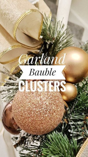 Christmas Bauble Display Ideas, Christmas Bauble Garland Diy, Christmas Ornament Ball Clusters, Ornament Clusters On Garland, Bauble Cluster On Tree, Christmas Bulb Clusters, Christmas Bulbs Decorations Ideas, How To Cluster Christmas Balls, Christmas Ball Clusters