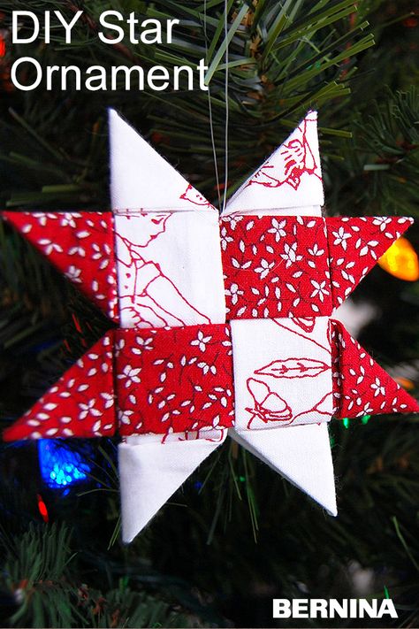 Holiday Fabric Crafts, Sewn Christmas Ornaments, Christmas Decorations Sewing, Christmas Fabric Crafts, Christmas Sewing Projects, Folding Origami, Fabric Christmas Trees, Folded Fabric Ornaments, Christmas Ornaments Diy