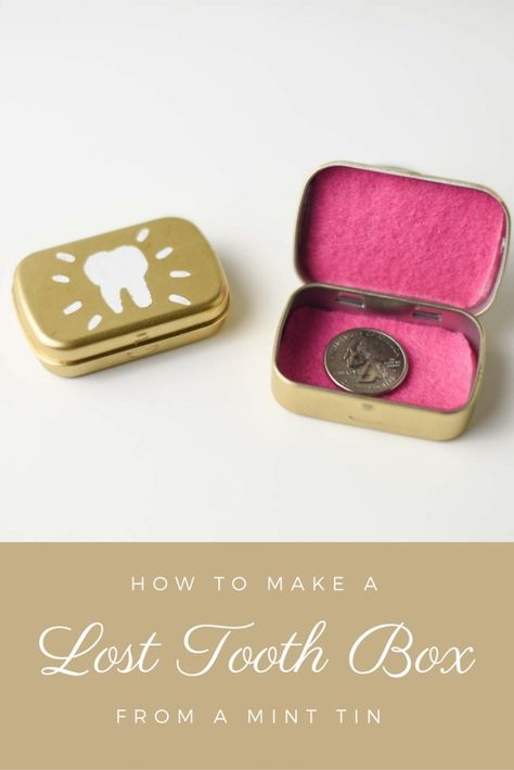 This Lost Tooth Box is easy to make using a mint tin. Keeps a lost tooth secure until the Tooth Fairy arrives. Tooth Fairy Receipt, Tooth Fairy Kit, Tooth Fairy Certificate, Tooth Fairy Doors, Tooth Fairy Gifts, Fairy Pouch, Tooth Fairy Letter, Tooth Fairy Bag, Fairy Box