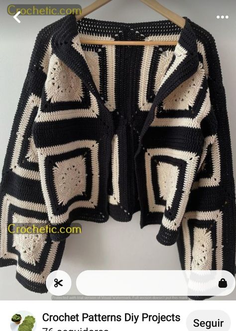 Modern Haken, Crochet Cardigan Tutorial, Crochet Cardigan Free, Gilet Crochet, Crochet Cardigan Sweater, Crochet Vest Pattern, Crochet Fashion Patterns, Crochet Square Patterns, Crochet Jacket