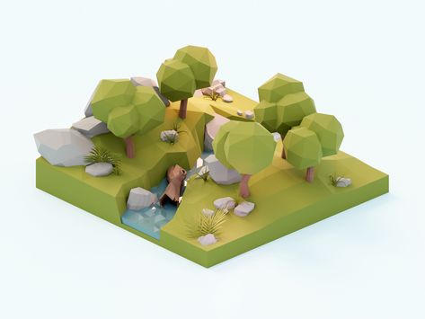 Forest Diorama 🌳 by Roman Klčo Forest Diorama, Cube World, Idle Game, Minecraft Banner Designs, Low Poly Games, Isometric Art, Isometric Design, Low Poly Art, Low Poly Models