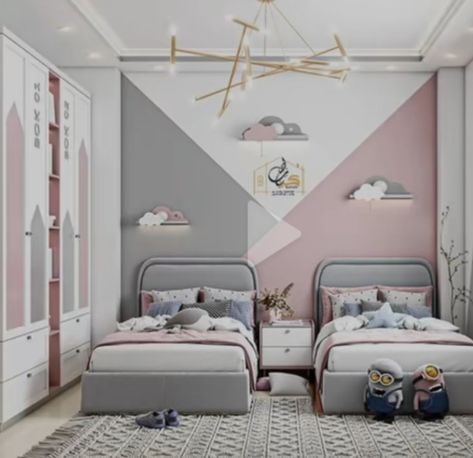 Main Bedroom Wall Decor, Two Children Bedroom Design, Children Bedroom Design For Kids, Unisex Room For Kids, Kids Room Design For 2, Kids Room 2 Beds, 2 Kids Bedroom Design, Children Room Design Modern, 2 Kids Room Design