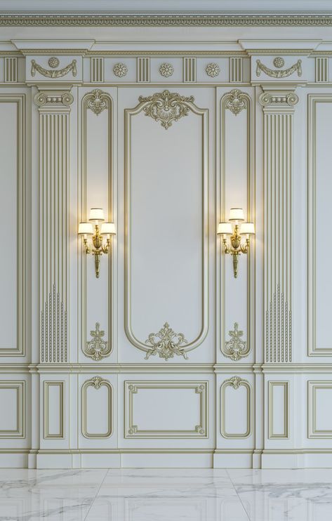 Ruangan Studio, White Wall Paneling, Classical Interior, Wall Panel Design, Classic House Design, French Walls, Classic Interior Design, Classical Style, Classic Wall