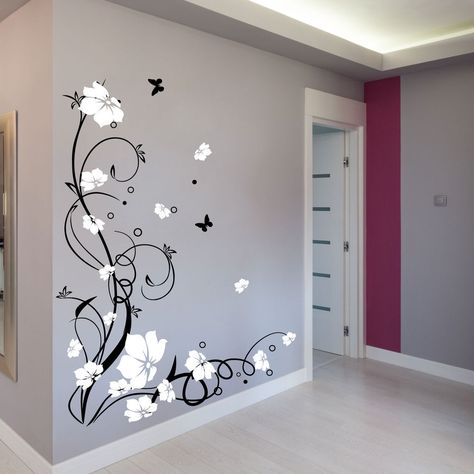 Butterfly Vine, Butterfly Wall Decals, Diy Wand, Wall Decals For Bedroom, Vine Wall, Tree Wall Stickers, Flower Wall Stickers, Wall Paint Designs, Removable Wall Stickers