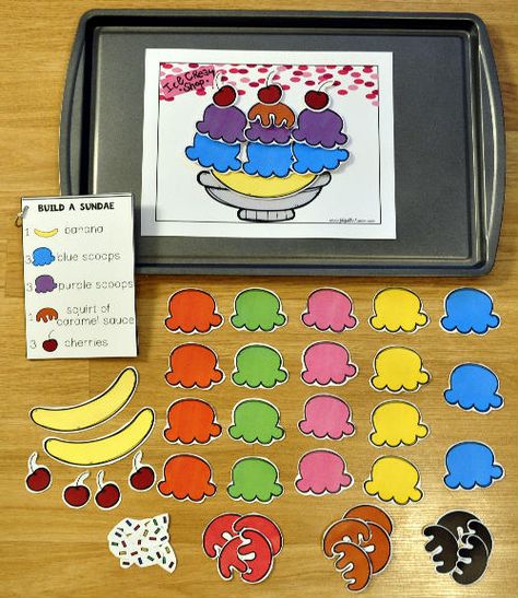 Build a Sundae Cookie Sheet Activities - Click Image to Close Free File Folder Games, Printable File Folder Games, Cookie Sheet Activities, Learning Centers Preschool, Magnet Activities, Language Arts Centers, Play Math, Early Learning Activities, Adapted Books