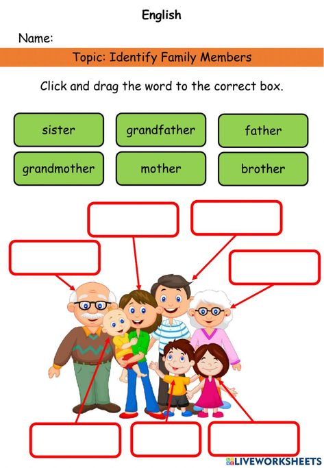 Family Members In Spanish Worksheet, Esl Family Vocabulary Worksheets, My Family Tree Worksheet, Family Tree Worksheet For Kids, Families Activities Preschool, My Family Worksheet For Grade 1, Family English Worksheet, Members Of The Family Worksheet For Kids, Family Worksheets For Preschool