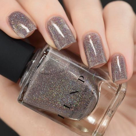 Central Station Neutral Brown Holographic Sheer Jelly Nail | Etsy Ilnp Nail Polish Swatch, Brown Sparkle Nails, Pink Holographic Nails, Ilnp Nail Polish, Jelly Nail Polish, Taupe Nails, Nails Pedicure, Jelly Nail, Gel Nail Art Designs