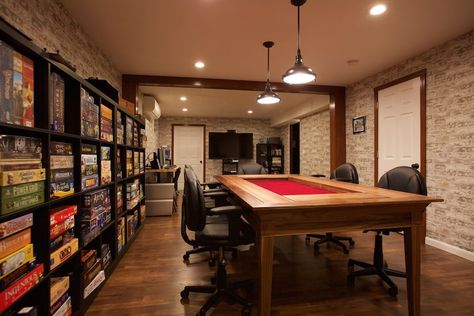 Dnd Tavern, Attic Game Room, Game Room Ideas, Board Game Room, Library Games, Living Room Decor On A Budget, Room Store, Game Room Family, Separating Rooms