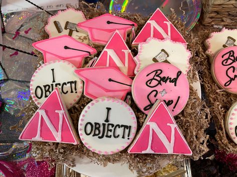 Legally Blonde Party Ideas, Legally Blonde Cookies, Legally Blonde Party, Cookie Decorations, Themed Cookies, Legally Blonde, Theme Parties, Cookie Ideas, Law School