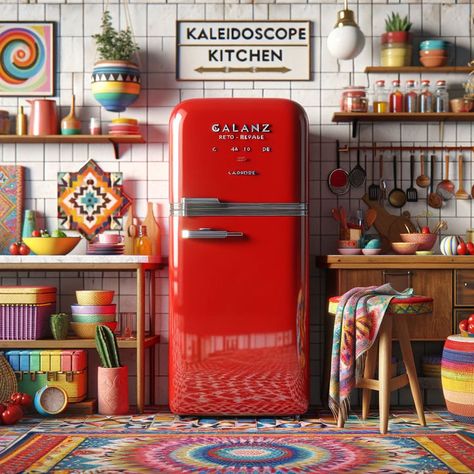 Elevate your kitchen with this vibrant red Galanz refrigerator! Compact yet powerful, it features energy-efficient cooling, adjustable shelves, and a dual-door design. Perfect for small spaces seeking a bold style statement. Get yours now! Efficient Kitchen, Compact Refrigerator, Red Retro, Mini Fridge, Kitchen Space, Kitchen Essentials, Thermostat, Door Design, Vibrant Red