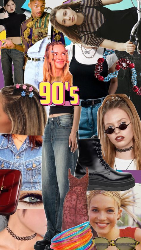 #90s #90sfashion #vintagefashion #1990sfashion 1995 Outfit Ideas, 2000s Era Fashion, 90s Costume Party Outfits, 90s Outfit Costume, Back To 90's Outfit, 1990 Outfits Women, 90s Mood Board Aesthetic, 90s House Party Outfit, 90s Dance Party Outfit