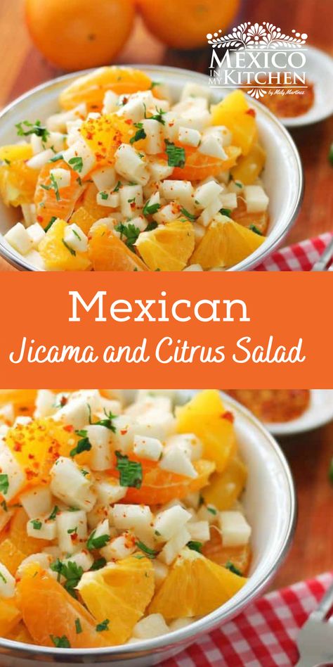 Mexican Seafood Salad, Authentic Mexican Side Dishes, Jimica Ideas, Recipes With Jicama, Jimica Salad Recipes, Jicama Salad Recipes, Mexican Tossed Green Salad, Jicama Slaw Recipe Mexican, Chicken And Jicama Salad