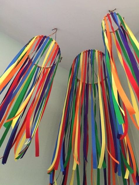 Custom Hangers, Ribbon Crafts Diy, Rainbow Ribbon, Summer Crafts For Kids, Rainbow Crafts, Rainbow Theme, Hanging Mobile, Rainbow Birthday, Art Party