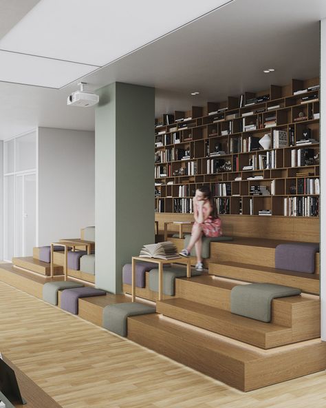 Flexible Learning Spaces, Innovative Classroom Design, Industrial Classroom, Open Classroom, Innovative School Design, Tiny Community, Functional Architecture, Classroom Architecture, Public Library Design