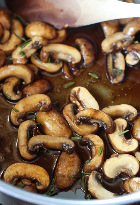 Rosemary Balsamic Mushrooms Mushroom Reduction Sauce, Mushrooms In Wine Sauce, Fontina Grilled Cheese, Side Vegetables, September Recipes, Mushroom Wine Sauce, Sautéed Mushrooms, Mushroom Dish, Marinated Mushrooms