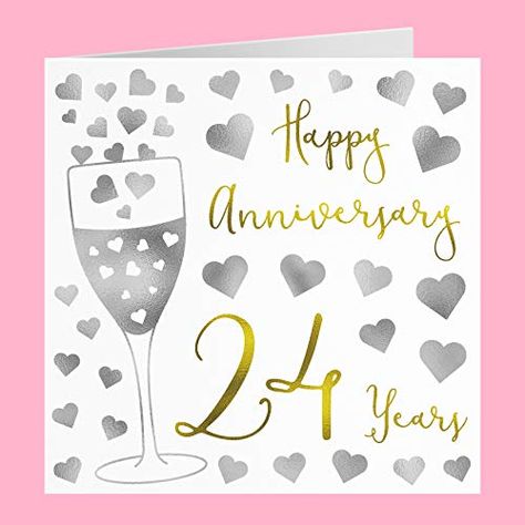 24th Wedding Anniversary Card - Happy Anniversary - 24 Years - Silver Hearts Collection Hunts England Happy 29th Anniversary, 26th Wedding Anniversary, 27th Wedding Anniversary, 29th Wedding Anniversary, 23rd Wedding Anniversary, 28th Wedding Anniversary, 22nd Wedding Anniversary, 24th Wedding Anniversary, 18th Wedding Anniversary