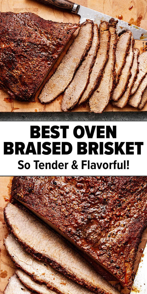 Best oven braised brisket Flat Beef Brisket Recipe, Beef Brisket Recipes Oven Crock Pot, Asian Beef Brisket Recipes, How To Cook Beef Brisket In The Oven, Brisket Recipes Smoked Oven, Brisket Recipes Oven Jewish, Whole Brisket In Oven, Brisket Rub Recipe Ovens, How To Make Brisket In Oven