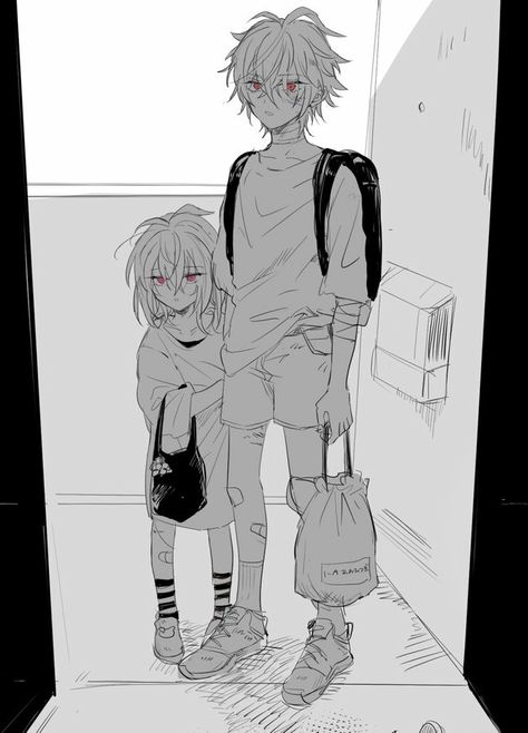 Anime Siblings, Arte Van Gogh, Dark Art Illustrations, Anime Family, Anime Child, Chiba, Art Poses, Anime Couples Drawings, Drawing Base