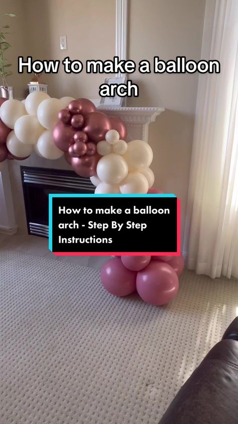 How To Make Balloon Arch Backdrop, What Do You Need To Make A Balloon Garland, Balloon Arches Birthday, Creating A Balloon Arch, How To Make Balloon Arch Stand, How To Set Up Balloon Arch, Balloon Arch With Ribbon, Hanging Balloon Arch On Wall, Balloon Arch How To Make A